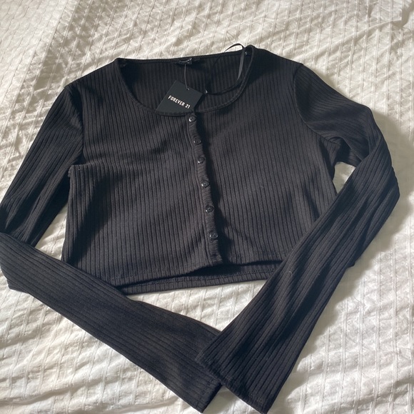 FOREVER 21 Black Button Up Cardigan Size XL - Picture 1 of 3